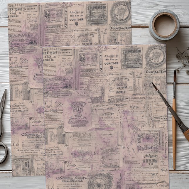 Papel De Seda Collage Francés Antiguo (French Lavender Collage Tissue Paper)