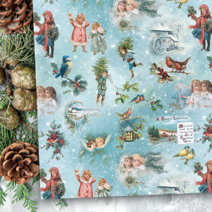 Papel De Seda Collage navideño de invierno espumoso mágico