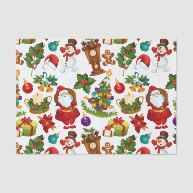Papel De Seda Collage navideño festivo y colorido (Anverso)