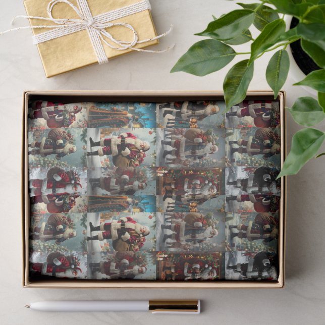 Papel De Seda Collage Navideño Vintage | Fiesta Retro (Regalo )