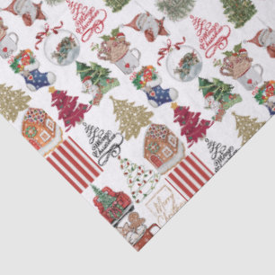 Papel De Seda Collage navideño vintage   Regalo de vacaciones re