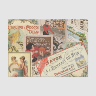 Papel De Seda Collage publicitario de chocolate francés vintage