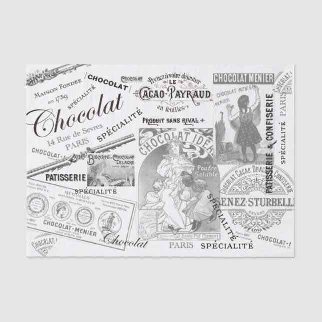 Papel De Seda Collage publicitario de cosecha de chocolate franc (Anverso)