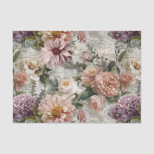 Papel De Seda Collage Vintage Floral Pastel (Anverso)