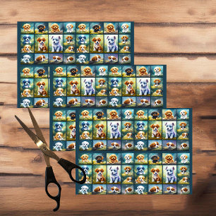 Papel De Seda Collaje de cachorros, perros pequeños,