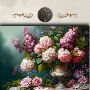 Papel De Seda Collar de jardín de Hortensias Rosas Decoupage
