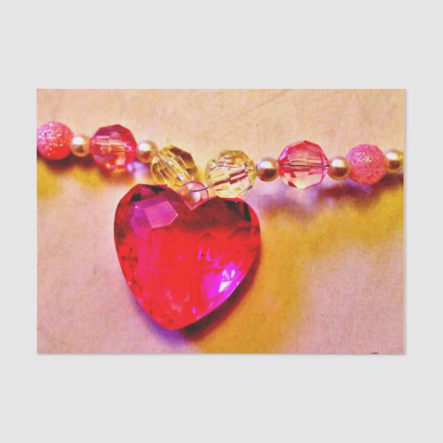 Papel De Seda Collar del corazón rosado (Anverso)