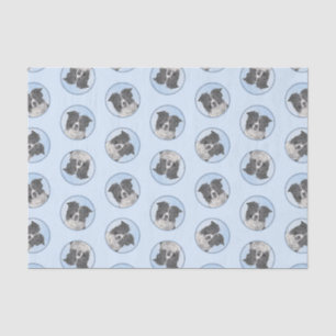 Papel De Seda Collie de borde pinta arte duro de perro negro y b