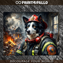 Papel De Seda Collie de frontera como bombero -
