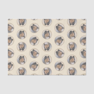 Papel De Seda Collie Pintando Rough Tricolor Original Dog Art