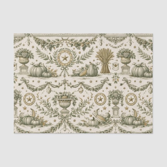 Papel De Seda Colonial Sage Green Gold Harvest (Anverso)