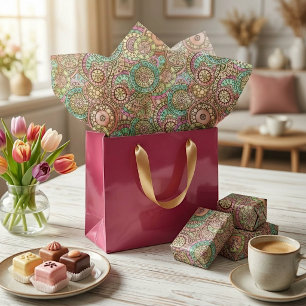 Papel De Seda Color brillante lindo Patrón de flor de los círcul