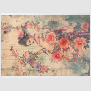 Papel De Seda Color de agua de Geisha Vintage oriental