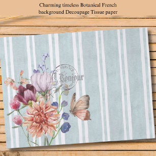 Papel De Seda Color de agua de moda floral despojado Decoupage A