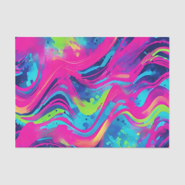 Papel De Seda Color de agua de neón negrita (Anverso)