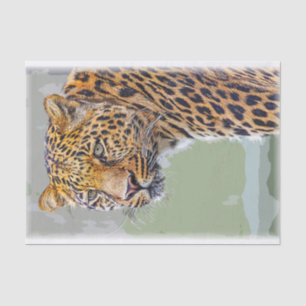 Papel De Seda Color de agua de vida silvestre Leopard Cat