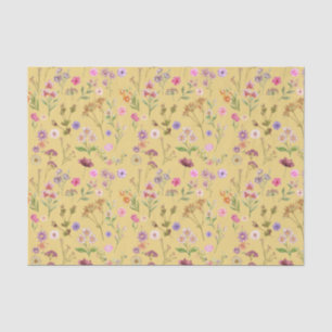 Papel De Seda color de agua floral- rosa, púrpura, verde-
