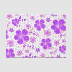 Papel De Seda Color de agua floral simple Imprimir púrpura y ros