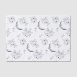 Papel De Seda Color de agua Moon & Arte Botánico Patrón Azul-Gri