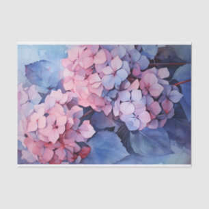 Papel De Seda Color de agua rosa y púrpura Hidrangea Decoupage