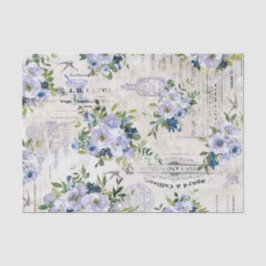 Papel De Seda Color de agua vintage Color del patrón floral azul