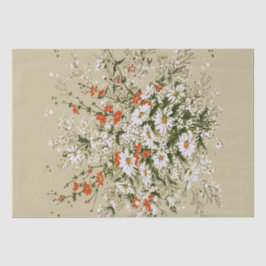Papel De Seda Color de agua vintage Flor silvestre Daisy Bouquet