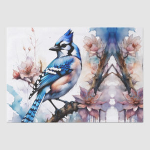 Papel De Seda Color del agua del cerezo de Jay azul