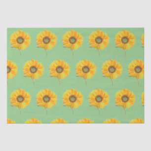 Papel De Seda Color del agua floral amarillo girasol Verano Rúst