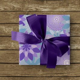 Papel De Seda Color Pop Flores Moradas Y Azules Y Mandalas