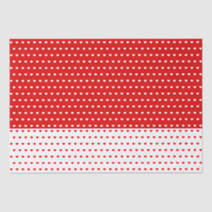 Papel De Seda Color Rojo Y Blanco Clásico, Patrón Corazón Cortad