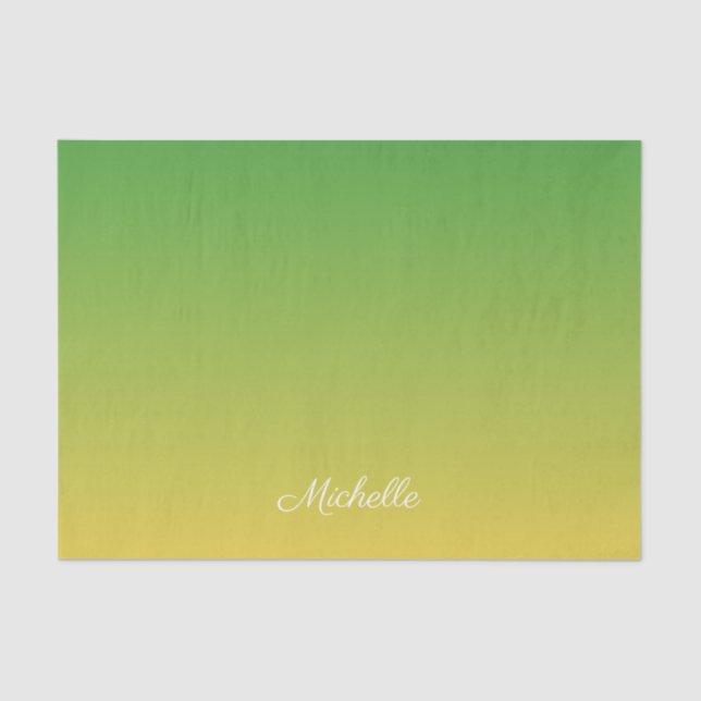 Papel De Seda Color verde y amarillo oscuro personalizado (Anverso)