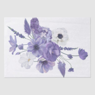 Papel De Seda Color violeta morado blanco floral