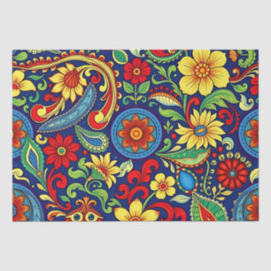 Papel De Seda Colores arcoiris Flores Diseño Paisley