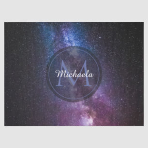 Papel De Seda Colores brillantes de la vía láctea monograma pers