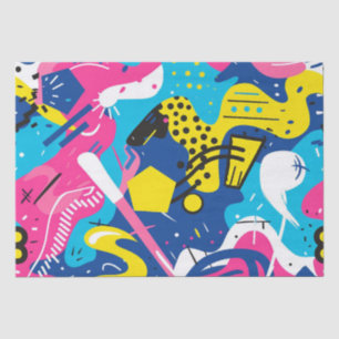Papel De Seda Colores Brillantes y Audaces Patrón de Arte Abstra