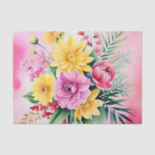 Papel De Seda Colores De Agua Vibrantes De Color Amarillo Y Rosa