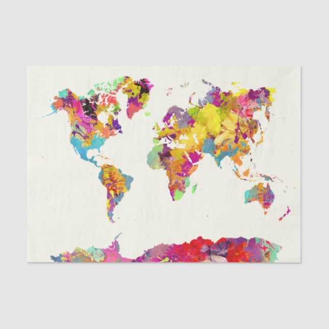Papel De Seda colores del mapa del mundo (Anverso)