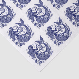 Papel De Seda Colores DIY Mermaid Sirena Seductora Concha Azul