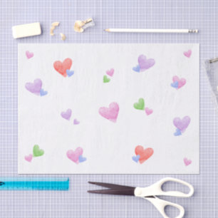 Papel De Seda Colores pastel de acuarela Corazones felices