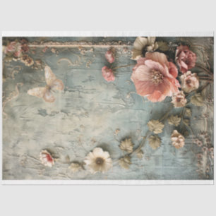 Papel De Seda Colores Polvorientos, Shabby Chic, Floral Desgasta