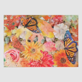 Papel De Seda Colores y tesoros de otoño con mariposa monarca