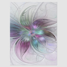 Papel De Seda Colorful Abstract Flower Modern Floral Fractal Art