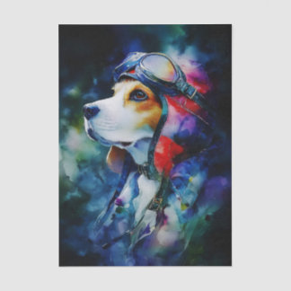 Papel De Seda Colorful Watercolor Aviator Dog FC3L Decoupage