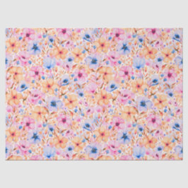 Papel De Seda Colorful Watercolor Wildflowers Floral Pattern
