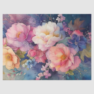 Papel De Seda Colorida acuarela Decoración Floral
