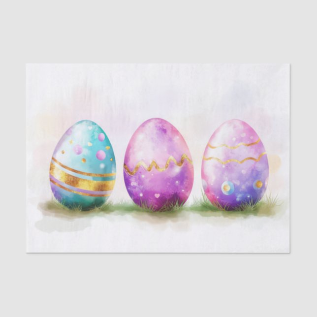 Papel De Seda Colorida acuarela Huevos de Pascua (Anverso)