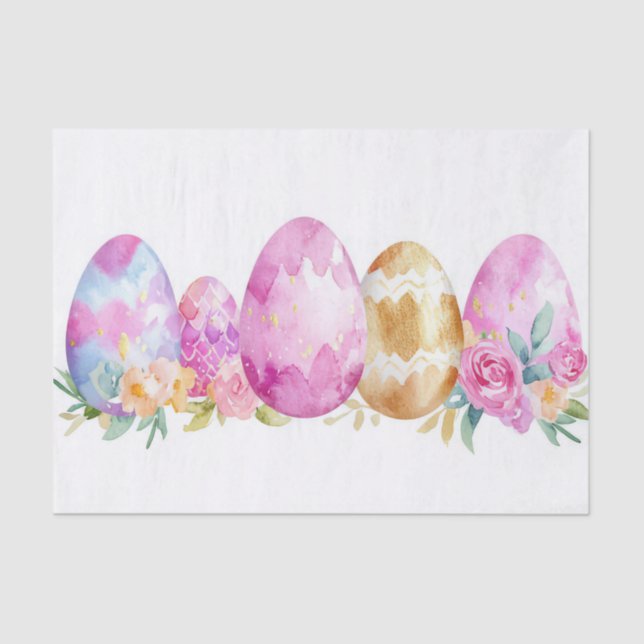 Papel De Seda Colorida acuarela Huevos de Pascua (Anverso)