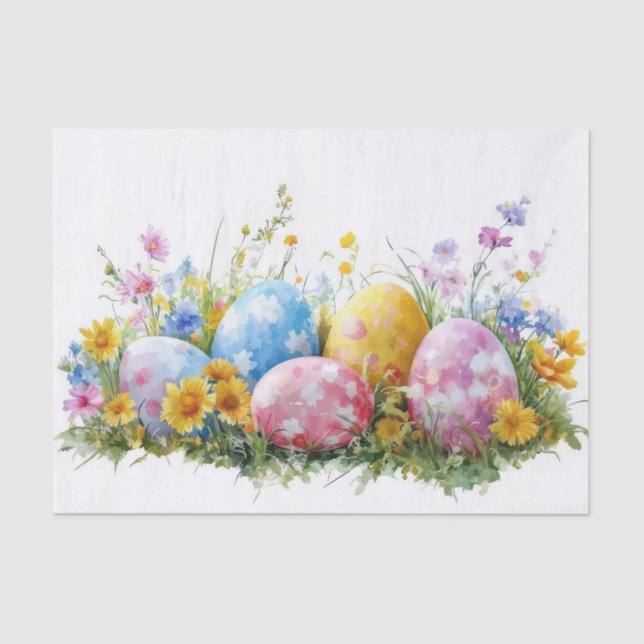 Papel De Seda Colorida acuarela Huevos de Pascua (Anverso)