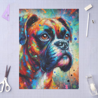 Papel De Seda Colorida Decoración de Perros del Boxer de Arte Po