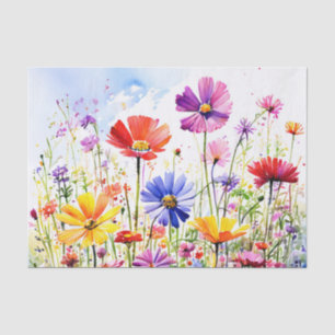 Papel De Seda Colorida flor silvestre Meadow Watercolor